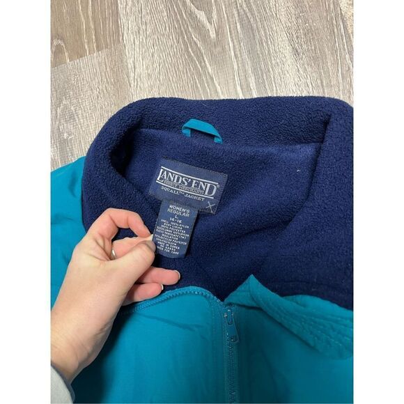 Vintage Lands End L The Squall Fleece Lined Jacket Teal Blue Women’s Large - Picture 2 of 3